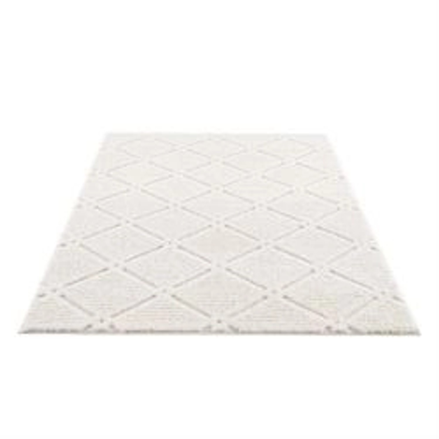 payé Teppich Hochflor 80x150 cm Creme Boho-Rautenmuster günstig online kaufen