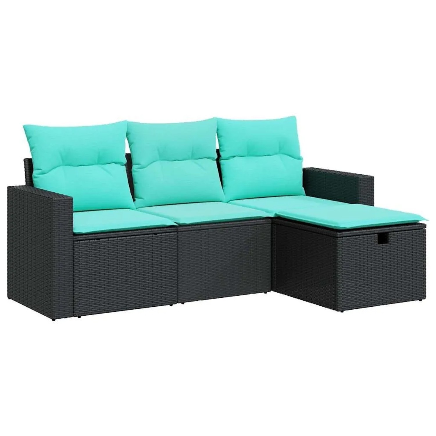 vidaXL 4 Tlg Garten-Sofagarnitur mit Kissen Schwarz Poly Rattan 3325353