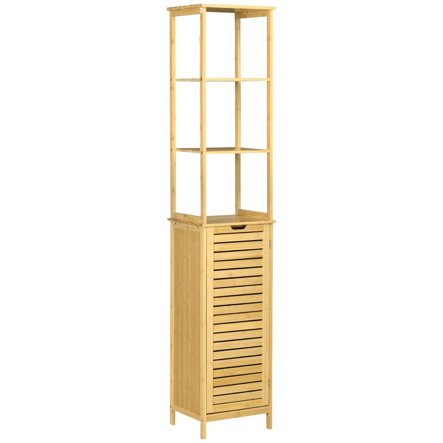 Kleankin Badezimmerschrank mit 3 Offenen Fächer und 1 Schrank 34 x 30 x 173 günstig online kaufen