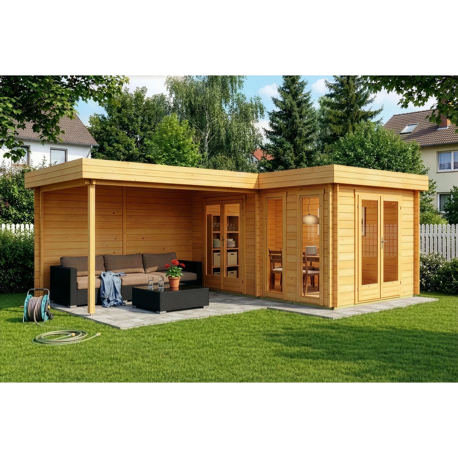 Carlsson Gartenhaus Quinta Flachdach Imprägniert 680 cm x 467 cm