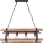 Just Light Pendelleuchte Edith, 4-flammig, Holz Natur, Vintage-Look.