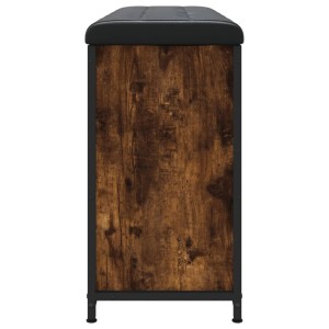 vidaXL Schuhbank Räuchereiche mit schwarzem Sitzkissen, Schuhschrank für Flur & Diele.