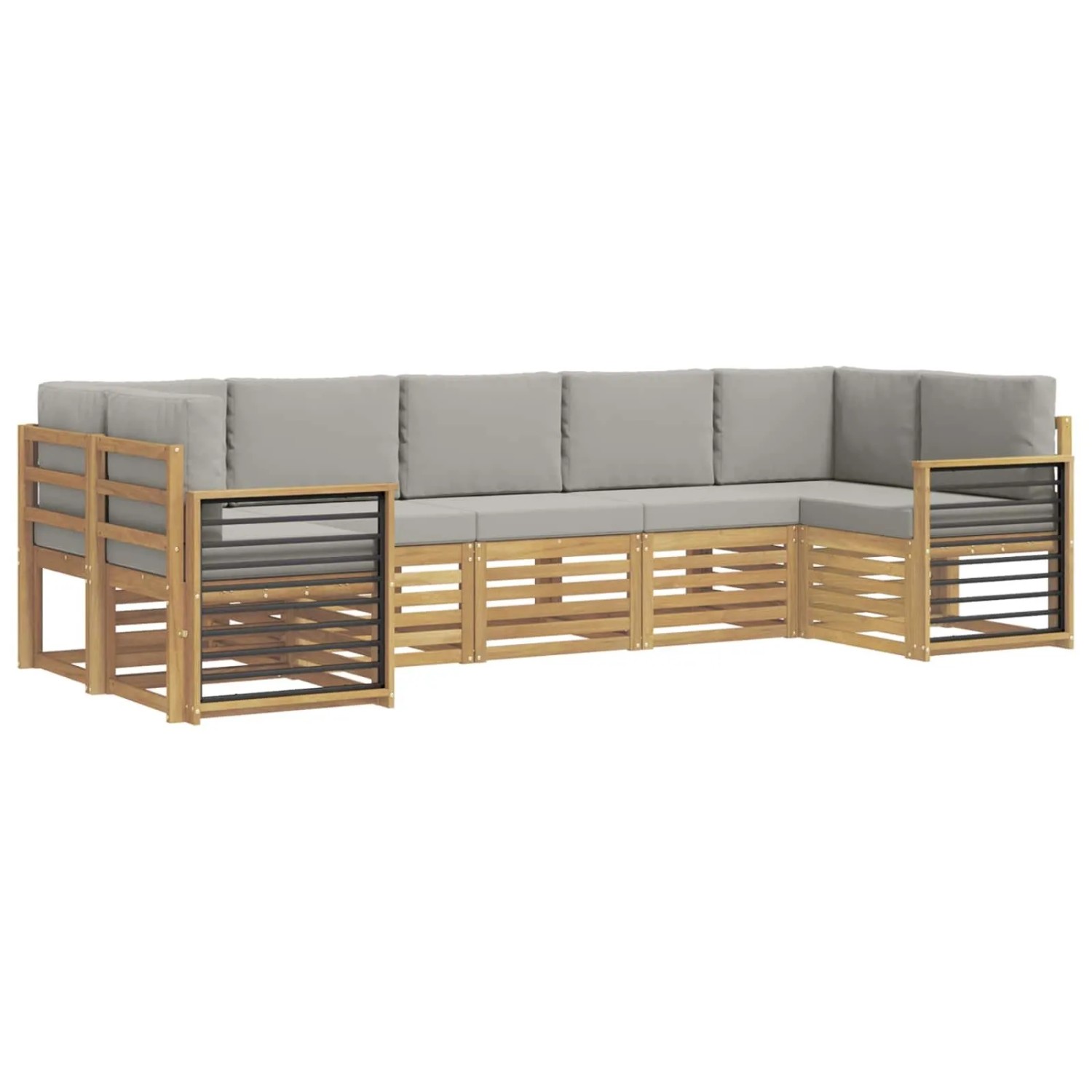 vidaXL Ecksofa Set 7 Stk Weiß und Hellgrau 304 x 128,5 x 73 cm 3392446