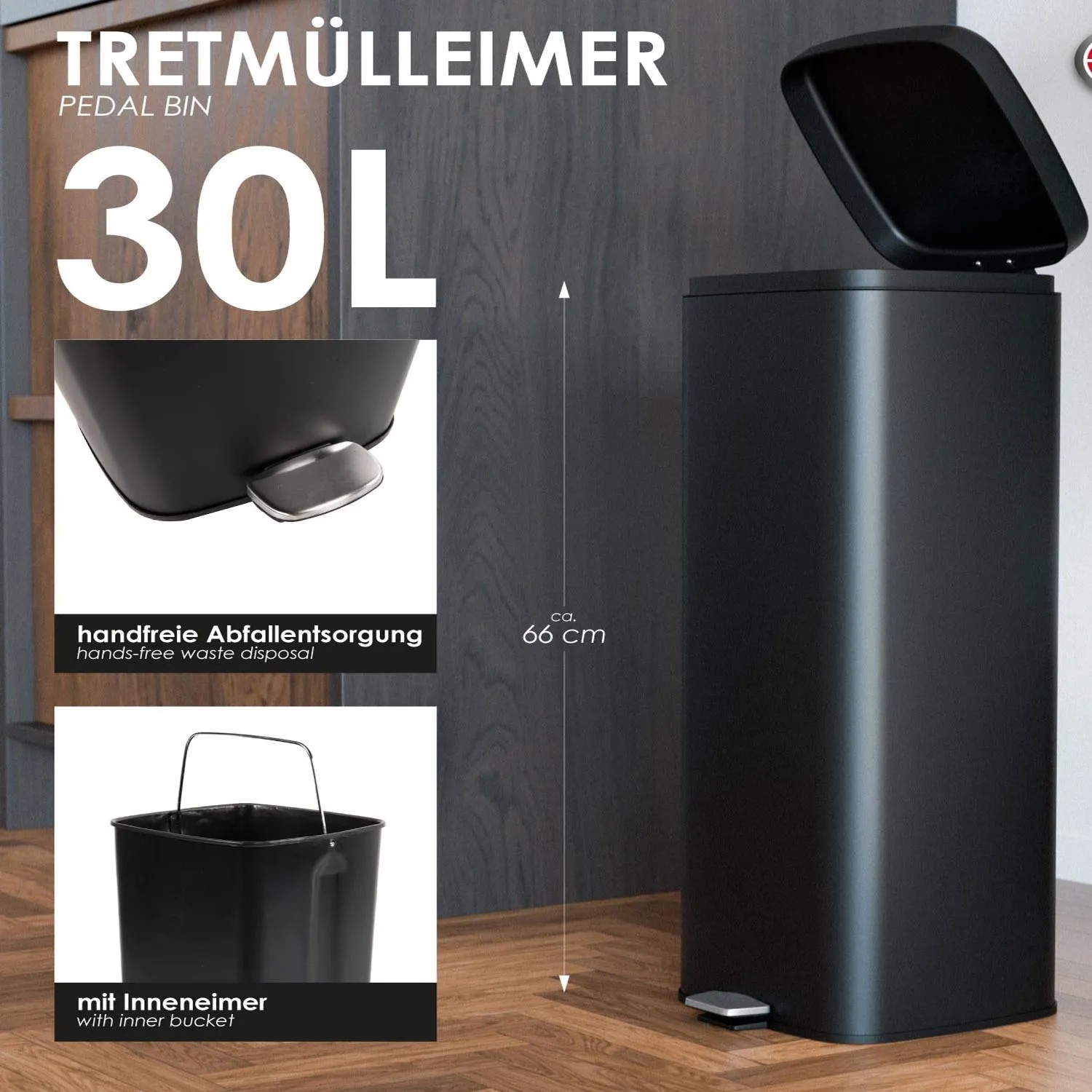 Mojawo Treteimer 30 Liter Metall Inneneimer Schwarz Rostfrei kaufen bei OBI