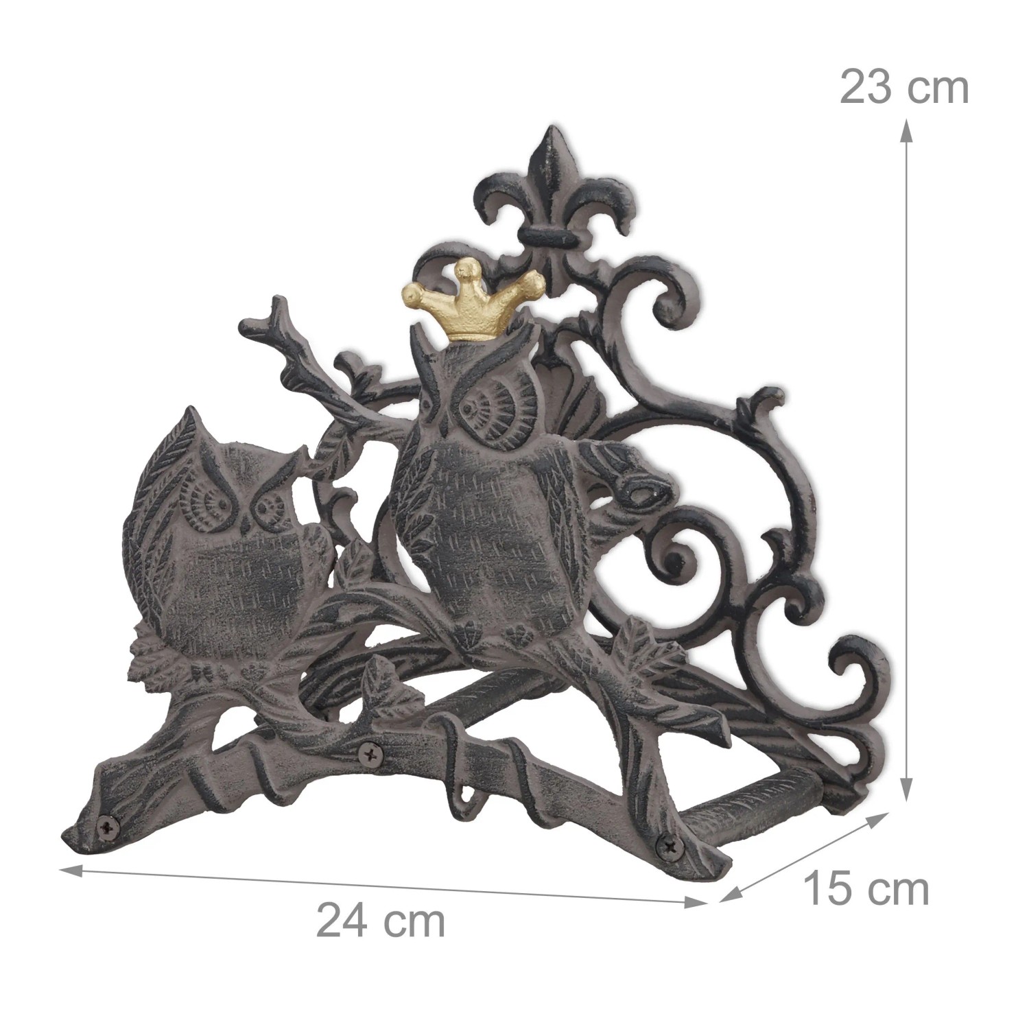 Relaxdays Gartenschlauchhalter Gusseisen Grau Platzsparend 23 cm x 24 cm x 15 cm 1,5 kg_4