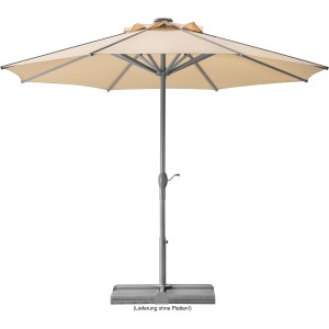 Schneider Marktschirm, Ø 350 cm, Natur, mit Kurbel. Sonnenschirm für Garten, Balkon oder Terrasse.