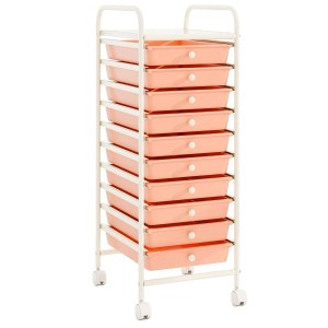 Costway Rollwagen mit Schubladen Rollcontainer Badrollwagen Hellrosa