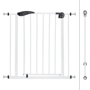 Weißes Türschutzgitter von ECD Germany, 75-85cm, ohne Bohren für Kinder und Haustiere.