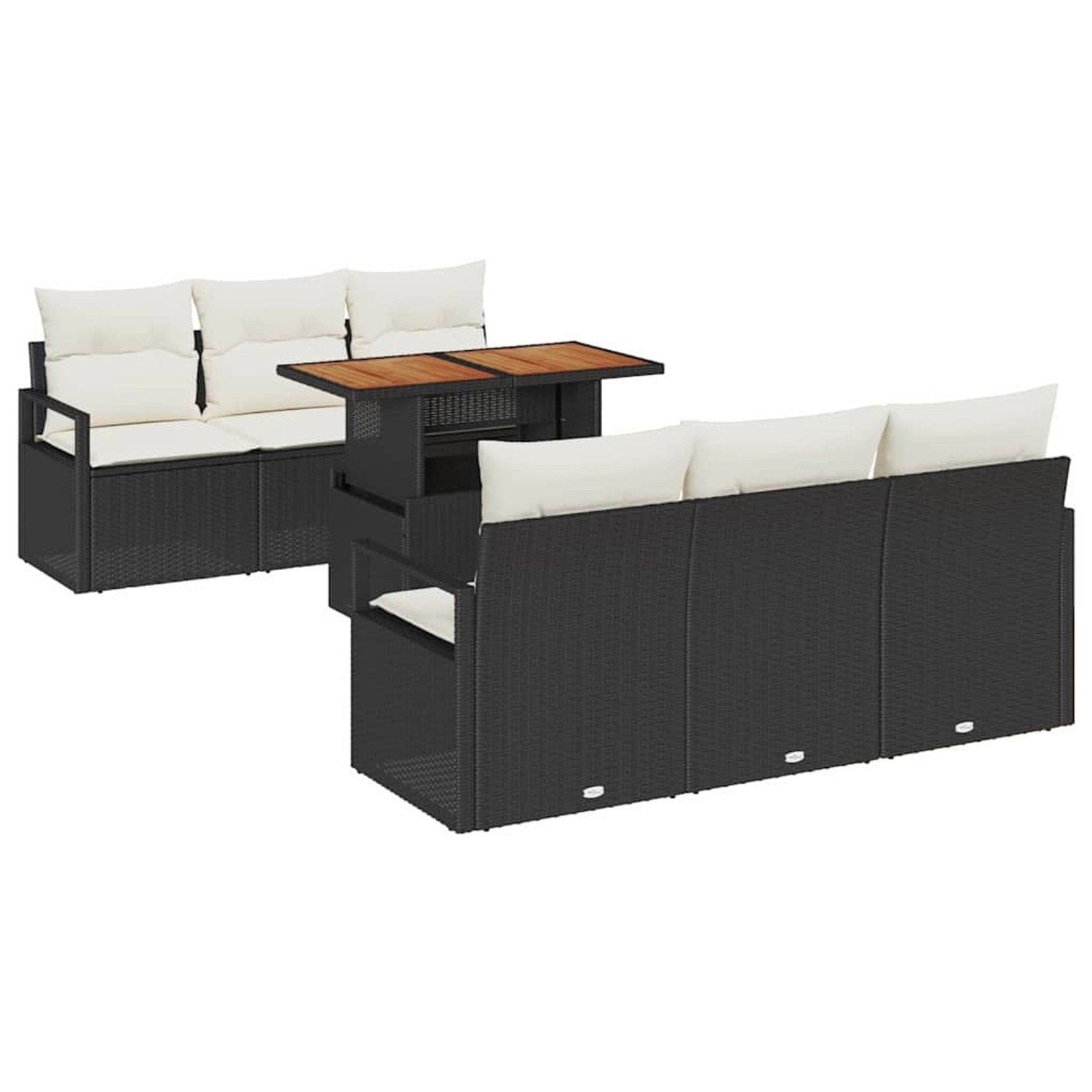 vidaXL Garten-Sofa-Set mit Speicher 7-Tlg Schwarz Poly Rattan 3358392 günstig online kaufen