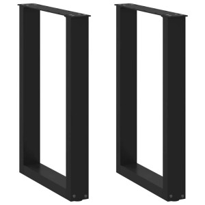Zwei schwarze U-förmige vidaXL Esstischbeine aus Stahl, ideal für DIY Möbelprojekte.