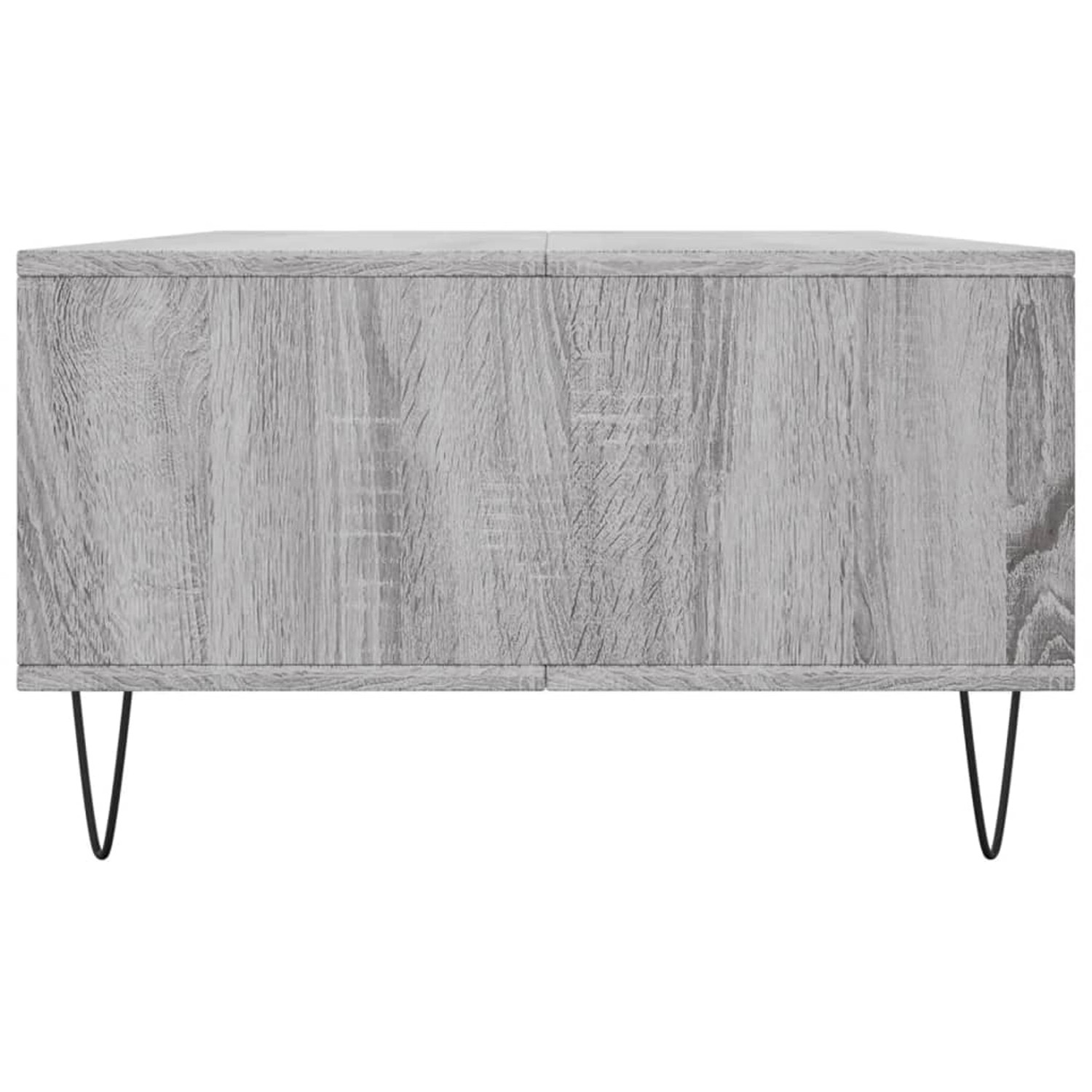 vidaXL Couchtisch Grau Sonoma, 104x60 cm, Holzwerkstoff mit schwarzen Metallbeinen.
