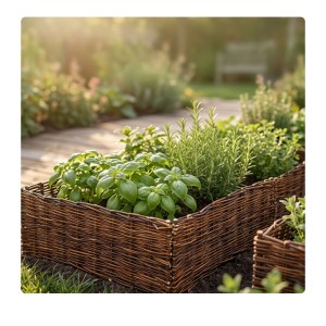 Relaxdays Beeteinfassung 4er Set Weide Braun Steckbar 20 cm x 60 cm