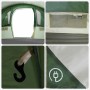 Grünes vidaXL Campingzelt aus Polyester. Details: Eingang, Netzfenster, Haken, Stromanschluss. Robustes Outdoor-Zelt.