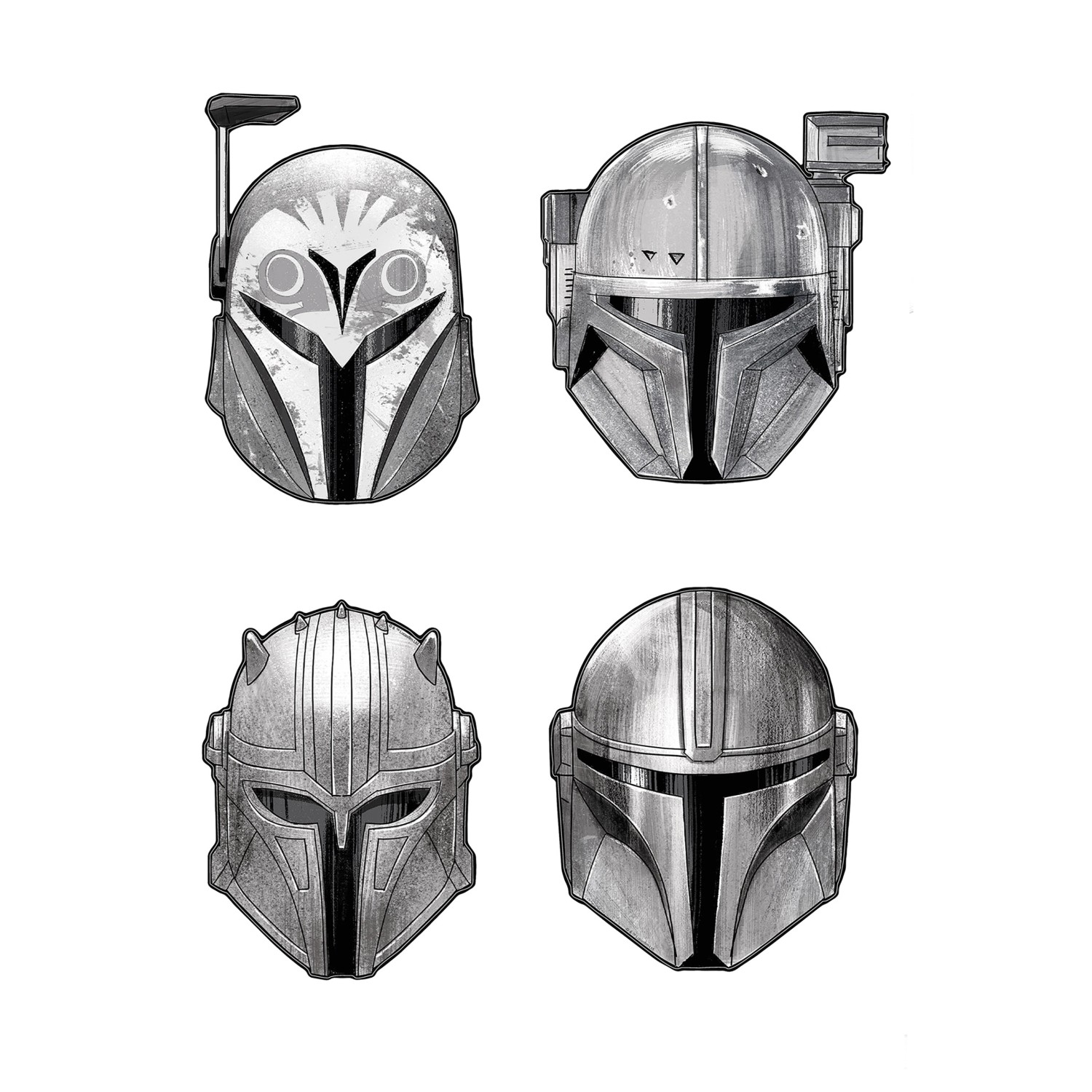 Komar Deco-Sticker Star Wars The Mandalorian Helmets Grau günstig online kaufen