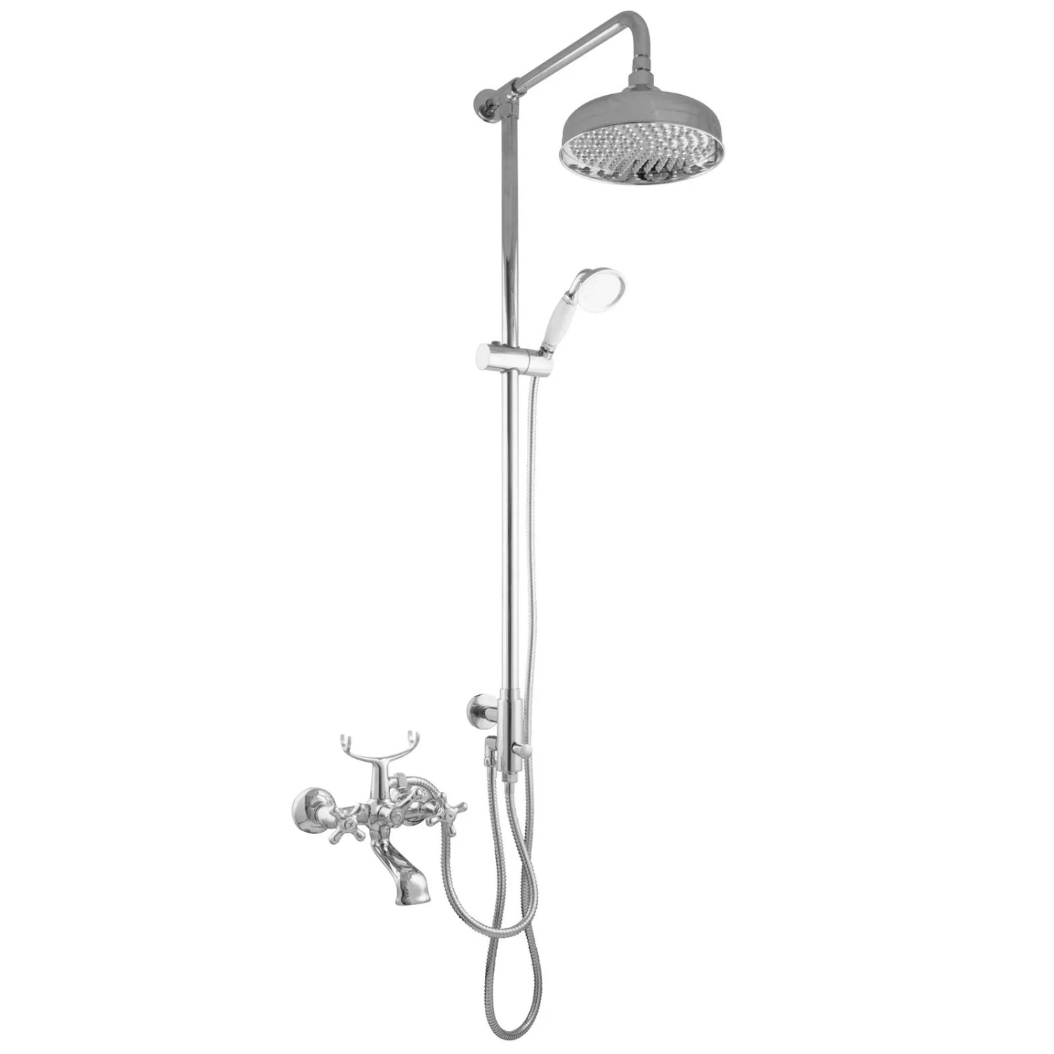 PaulGurkes 3-Wege Duschsystem Aufputz Nostalgie Retro für Badewannen Dusche Set