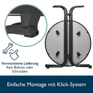 Beautissu Bellini Stehtisch ø 60cm Grau mit Premium Stehtischhusse ø 60cm Schwarz
