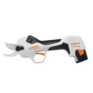 Stihl Akku-Astschere ASA 20 Set mit Akku und Ladegerät, orange/weiß.