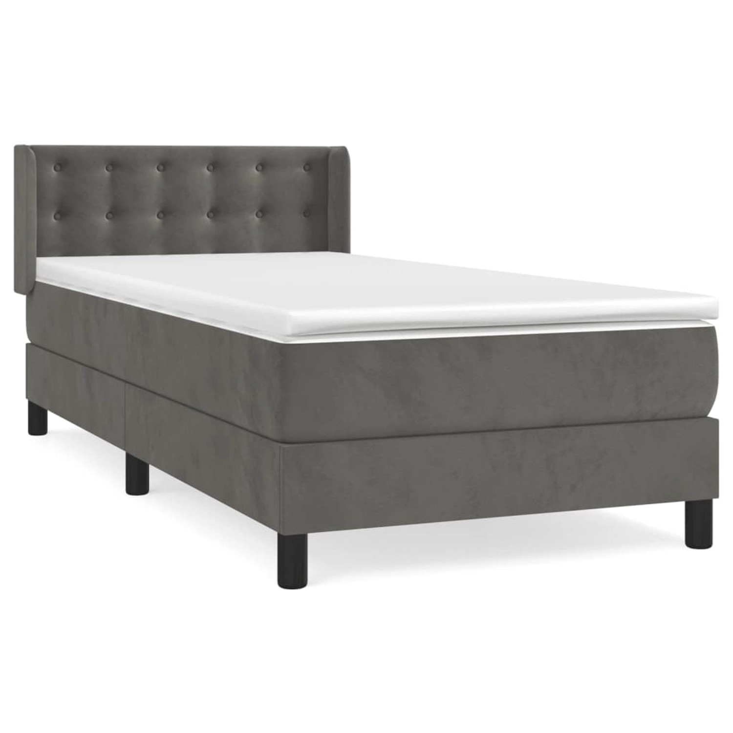 vidaXL Boxspringbett mit Matratze Dunkelgrau 80x200 cm Samt1537628