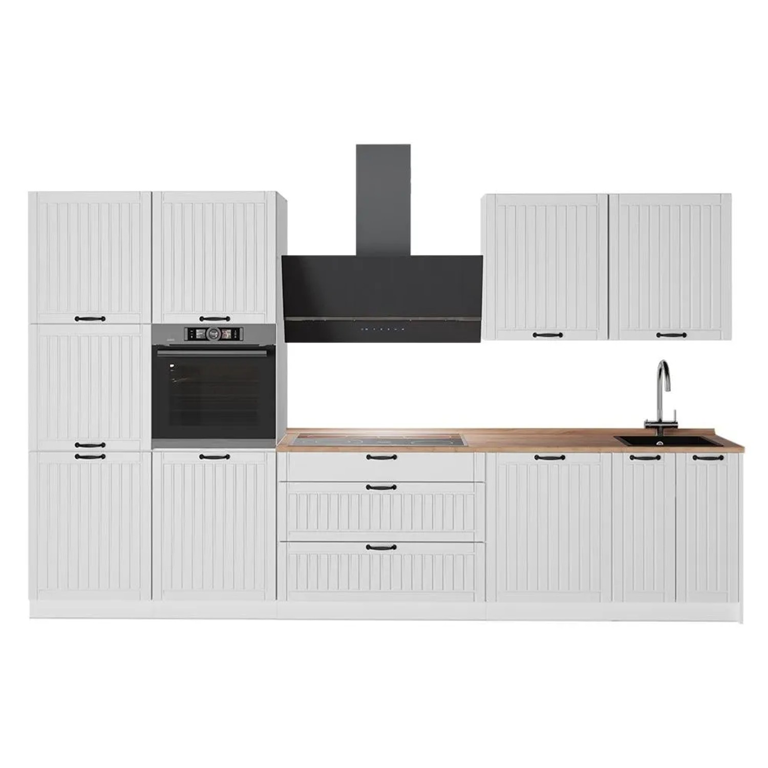 Vicco Küchenzeile Fame-Line Weiß Landhaus/Weiß 340 x 207 AP Eiche Art Nr 64644