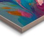 Gerahmtes Bild: Farbenfrohe Blumen, abstrakte Malerei in Pink, Blau und Orange, 30x20 cm für Wohnzimmer.