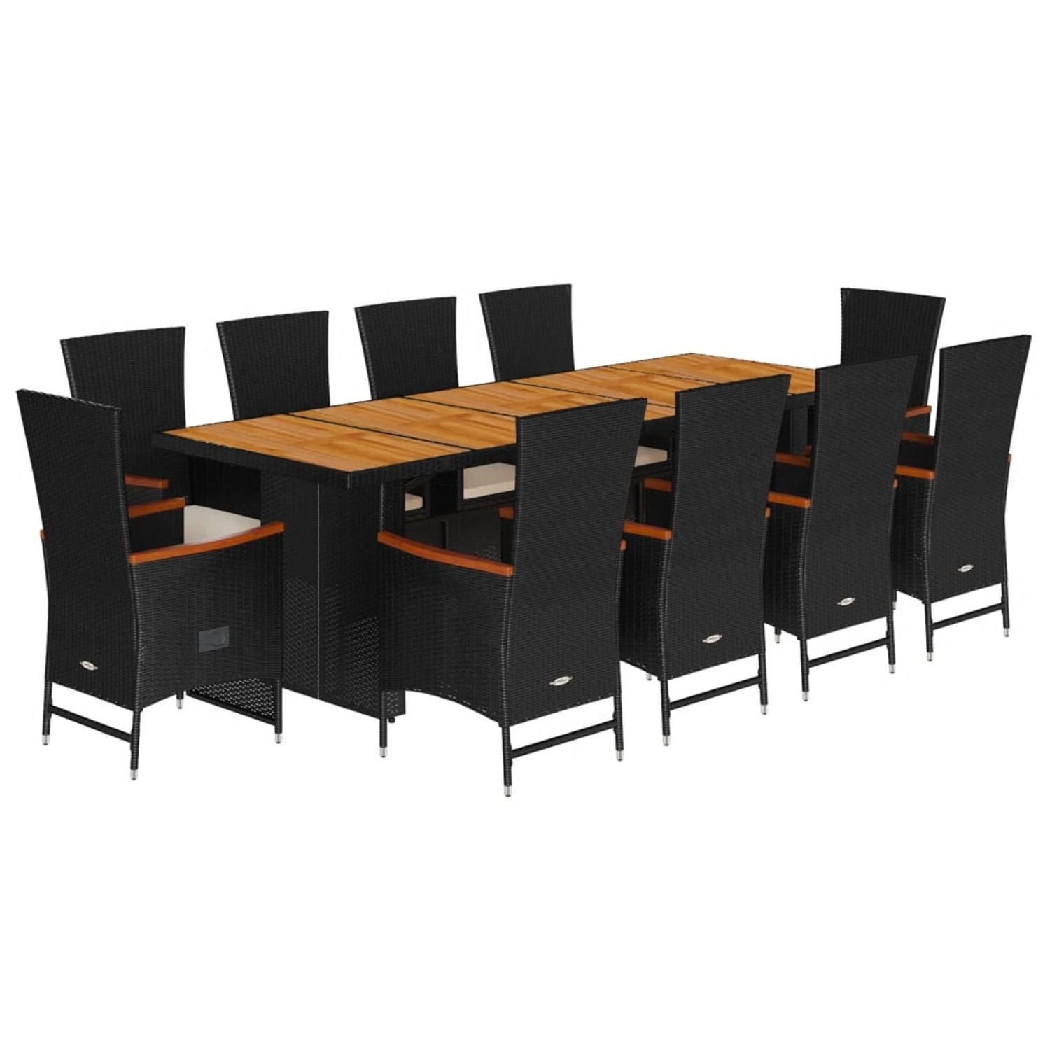 vidaXL 11-Tlg Garten-Essgruppe mit Kissen Schwarz Poly Rattan 3277530 günstig online kaufen