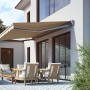 Halbkassettenmarkise SUN LED, 300x200 cm, anthrazit/beige, mit LED-Beleuchtung für Terrasse und Garten.
