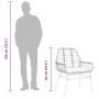 Maßzeichnung: Gartenstuhl aus Poly Rattan, 86 cm hoch, im Größenvergleich mit einer 180 cm Person.