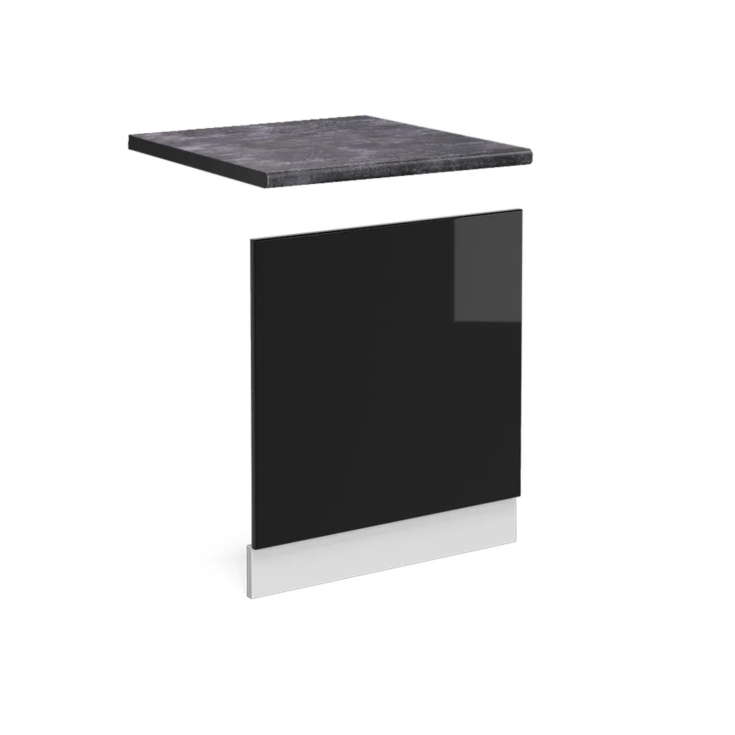 Vicco Frontblende R-Line Geschirrspüler Fronttür Schwarz Hochglanz/Weiß 60 cm AP Anthrazit