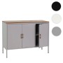Graue MCW Kommode L84-3 mit Holzplatte, 3 Türen und Metallbeinen. Schubladenkommode mit Stauraum.
