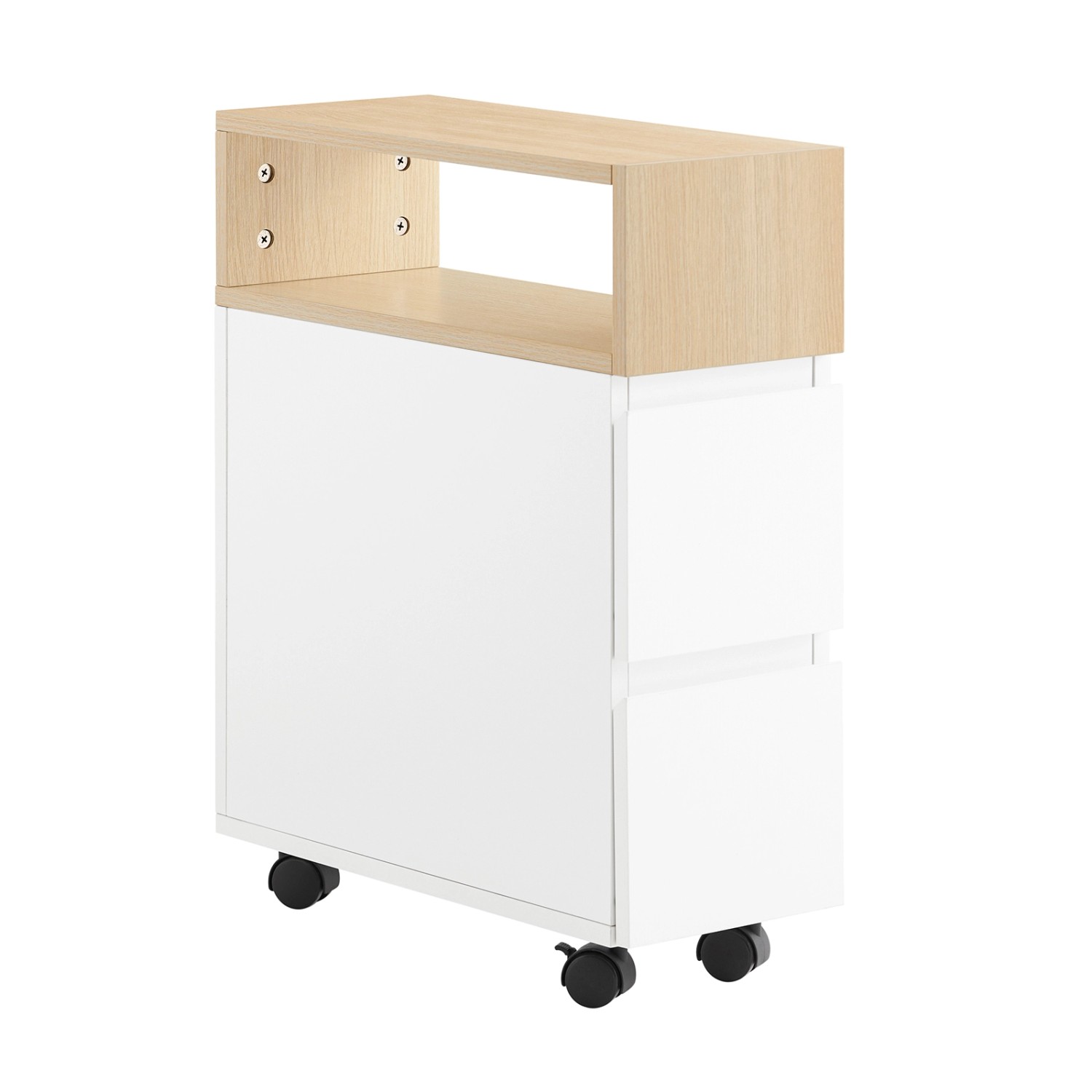 SoBuy Schmaler Beistelltisch mit 2 Schubladen Nachttisch mit Rollen FBT155- günstig online kaufen