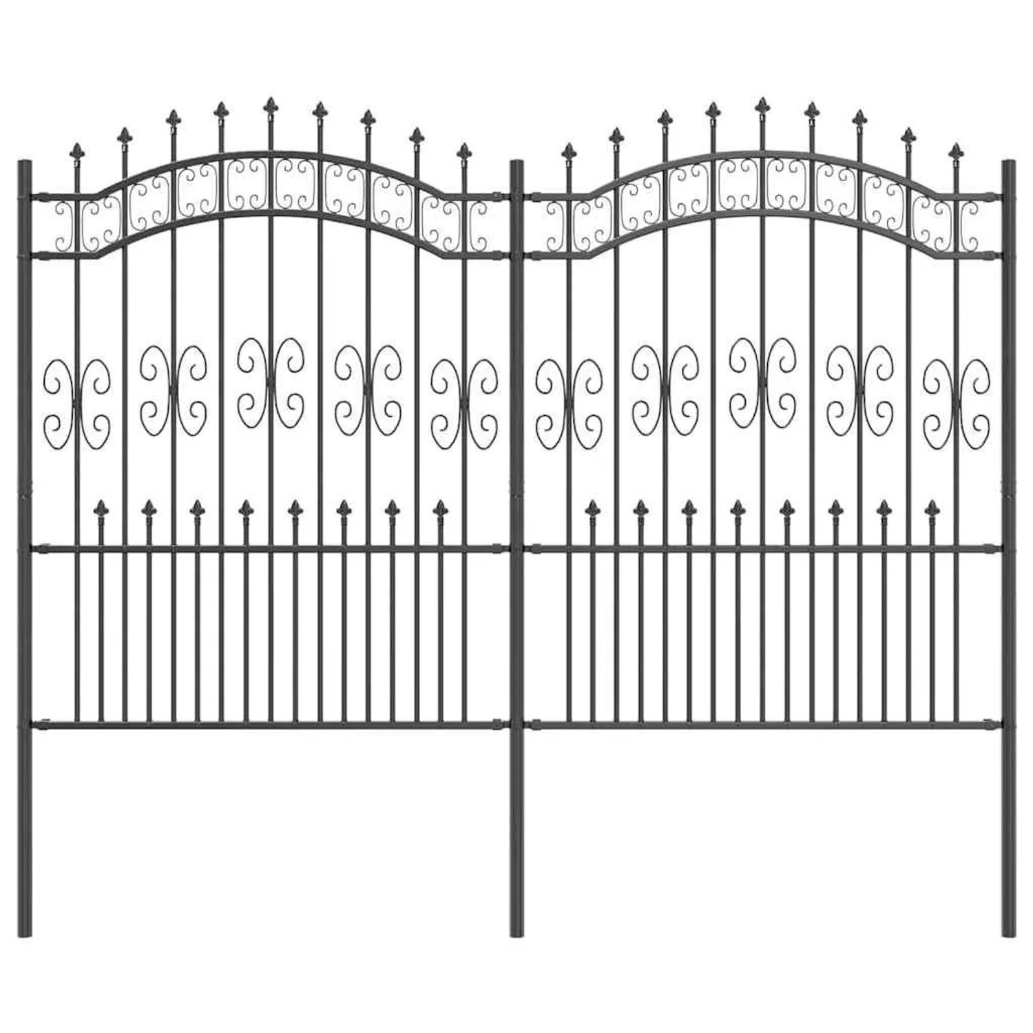 vidaXL Gartenzaun Grau 190 cm Pulverbeschichteter Stahl 42003966 günstig online kaufen