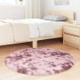 Runder Hochflor Shaggy Teppich NAVARRA in Altrosa, 100x100 cm, aus Polyester, im Schlafzimmer.