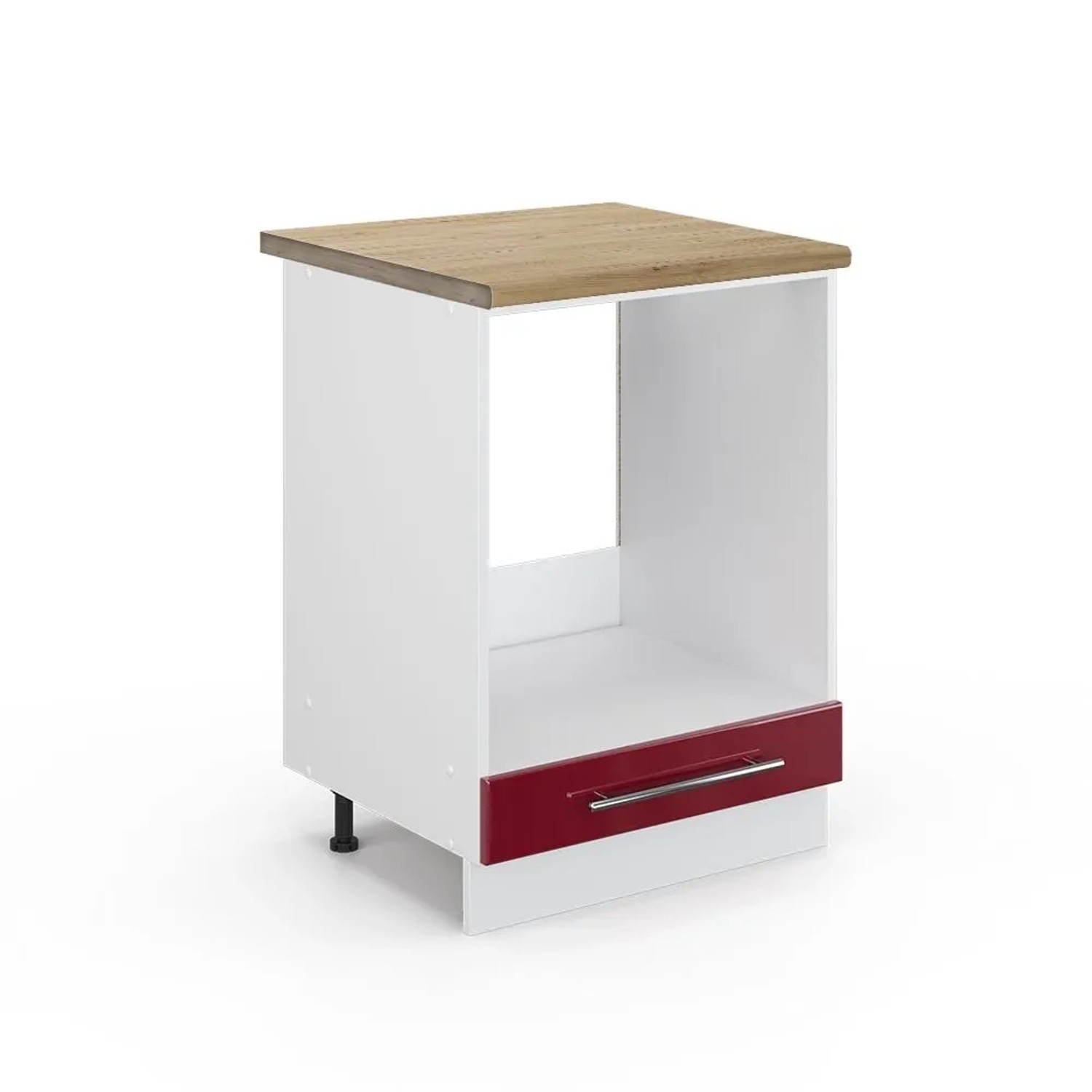 Vicco Herdumbauschrank Fame-Line Bordeaux Hochglanz Weiß 60 cm AP Eiche