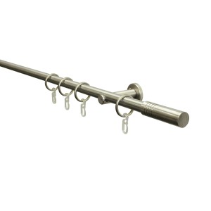 Gardinenstangen-Set Sigma, 200 cm, Edelstahloptik mit Ringen und Zubehör.