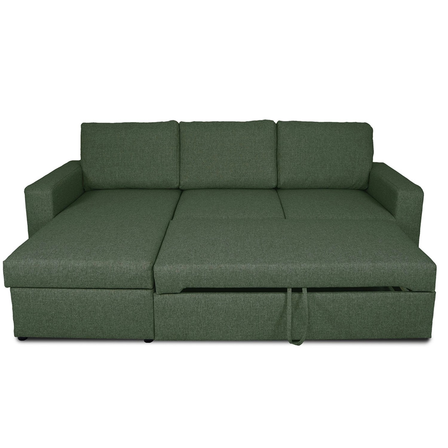 Grünes ebuy24 Odin Schlafsofa Ecksofa mit Stauraum, rechts oder links gewendet.