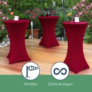 Beautissu Stella Stehtischhusse ø 80cm Bordeaux 2tlg