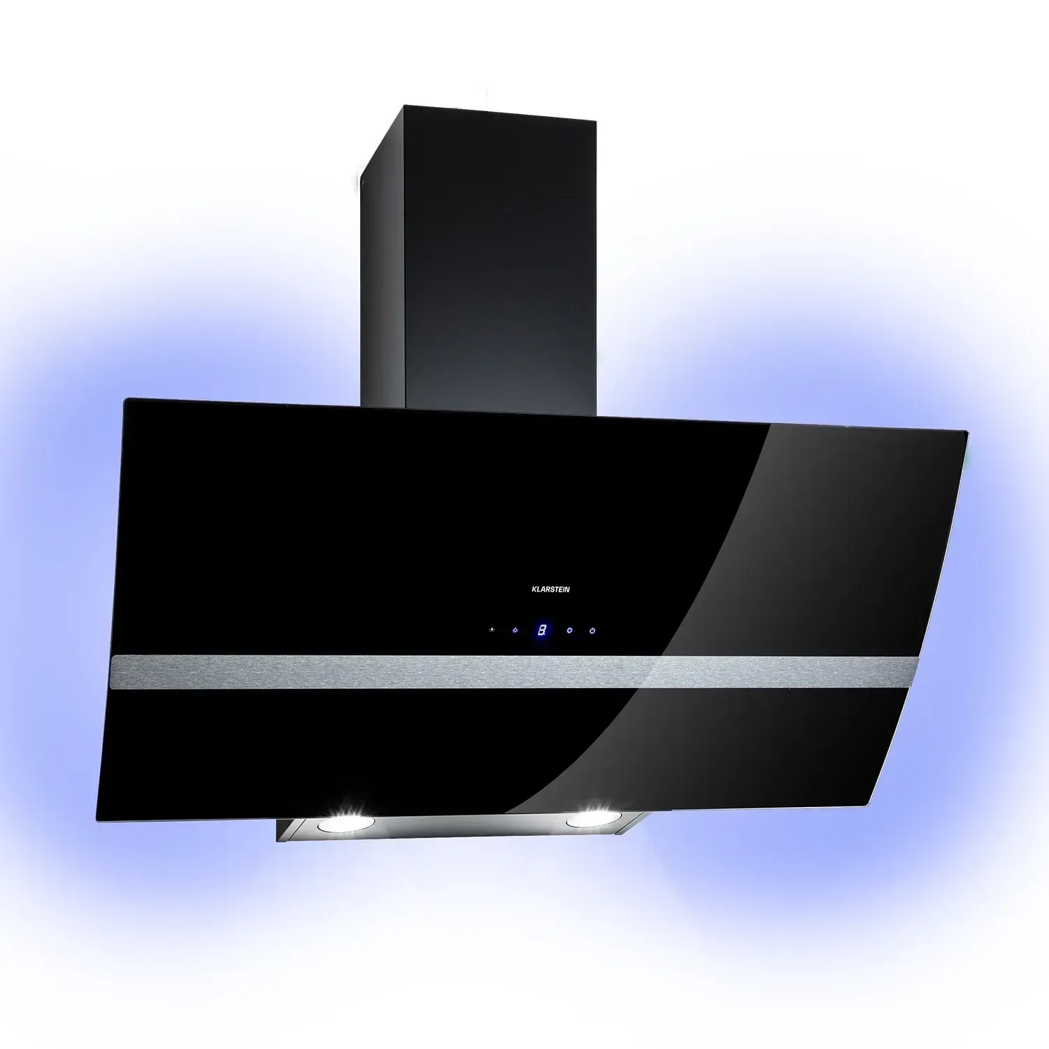 Klarstein Clara 90 Dunstabzugshaube Glas 509 m³/h Touch Ambiente-Licht Schwarz