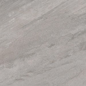 Graue Feinsteinzeug Bodenfliese Olympus, 59,7x59,7 cm, matte Steinoptik für Innen- und Außenbereich.