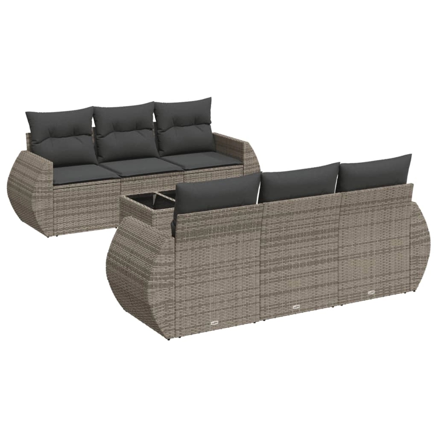vidaXL 7-Tlg Garten-Sofagarnitur mit Kissen Grau Poly Rattan 3253447 günstig online kaufen