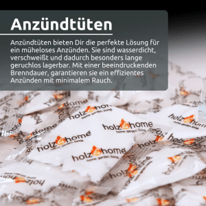 DELUKE Kaminanzünder, 100 geruchlose Anzündtüten für Kamin, Grill und Ofen.