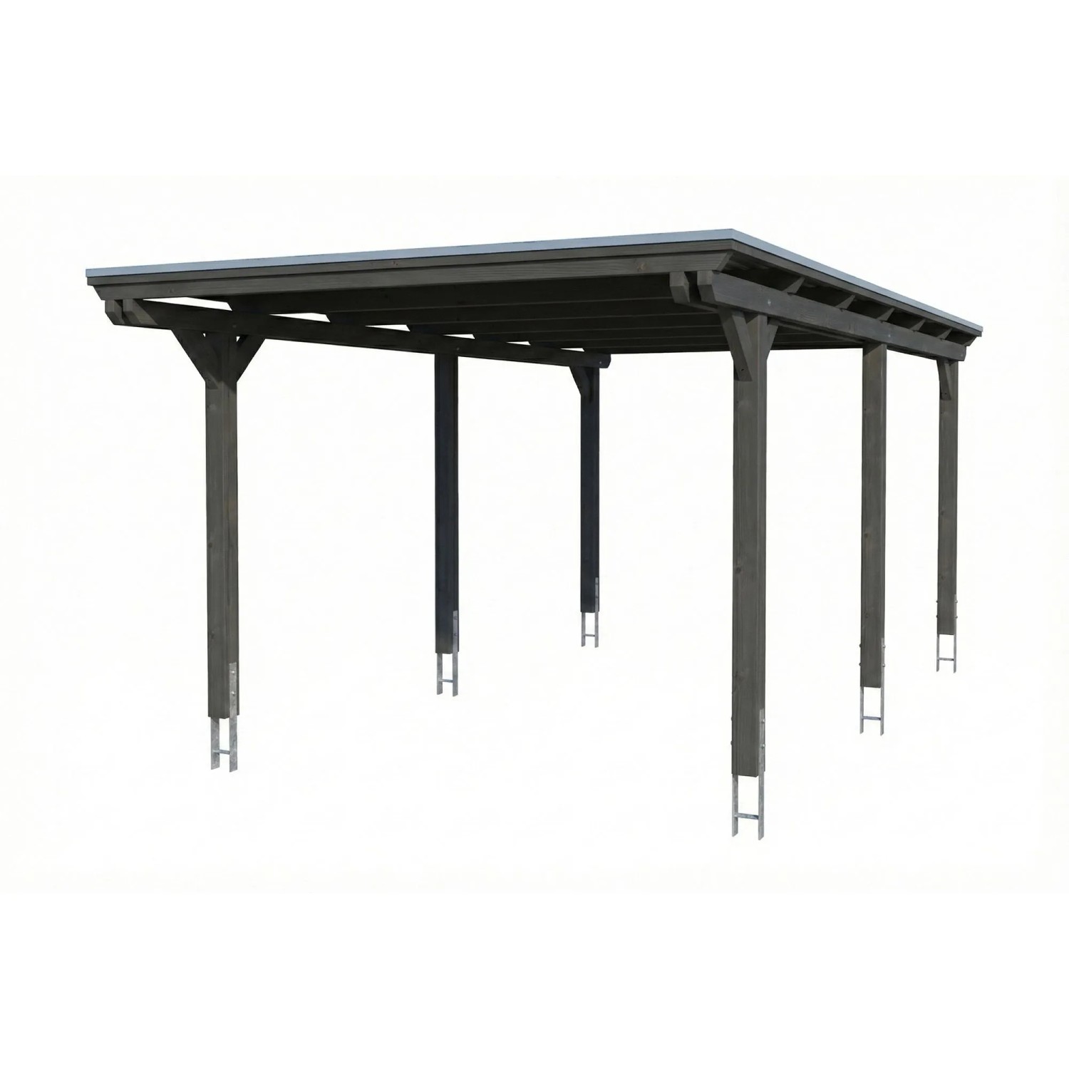 Skan Holz Carport Emsland EPDM-Dach 340 cm x 604 cm Schiefergrau