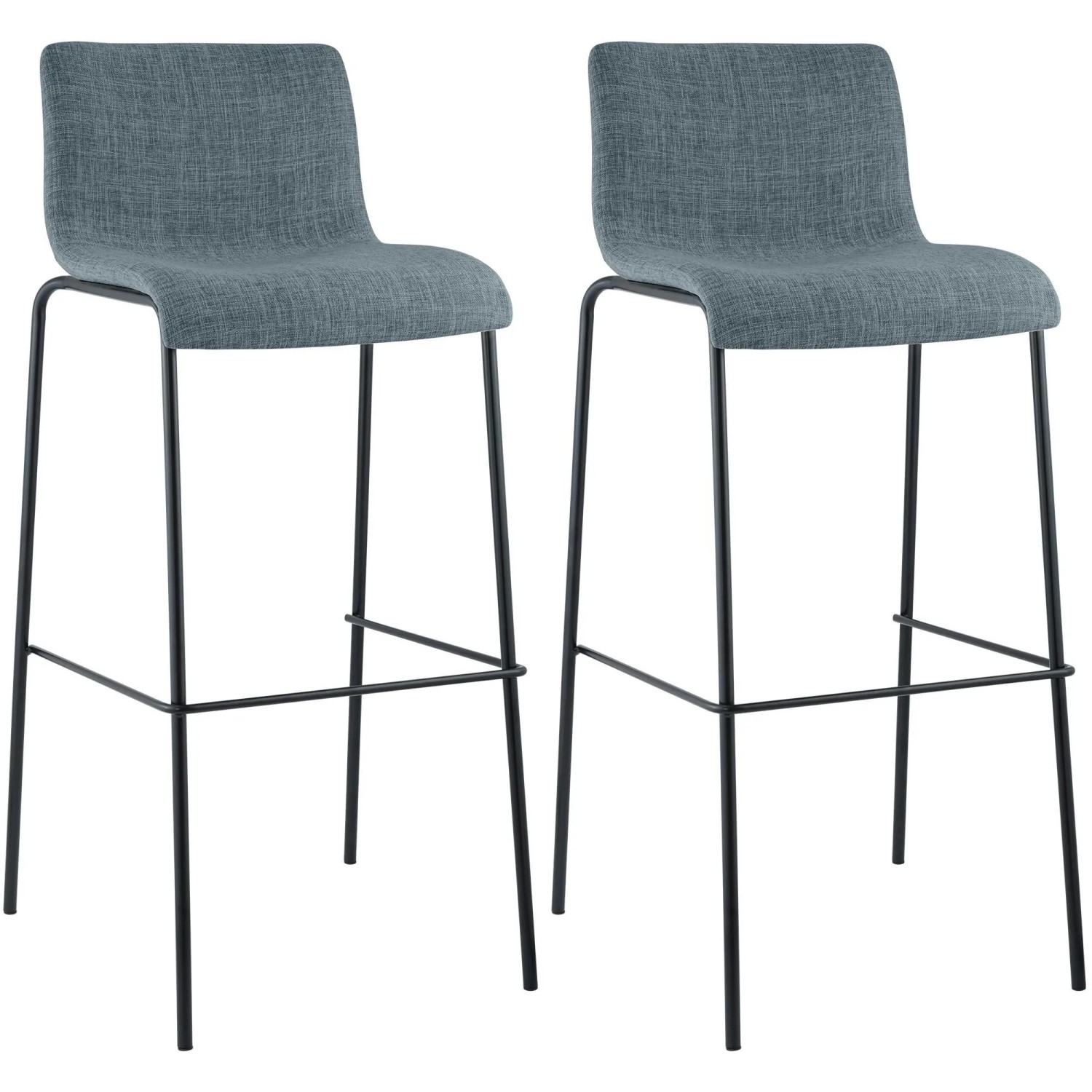 CLP 2er Set Barhocker Hover Stoff Vierfußgestell Blau/Schwarz