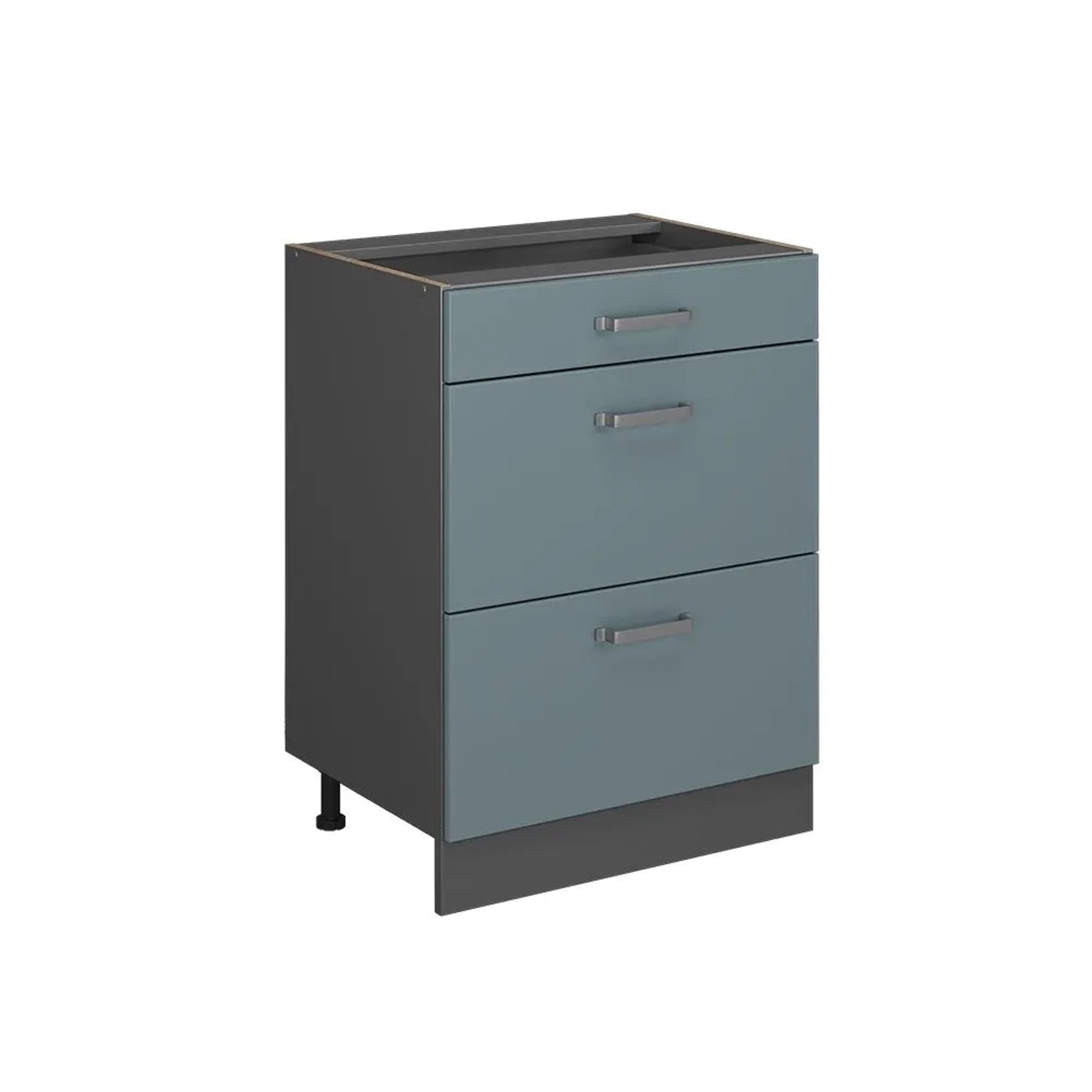 Vicco Küchenunterschrank R-Line Blau-Grau Anthrazit 60 cm mit Schubladen ohne Arbeitsplatte