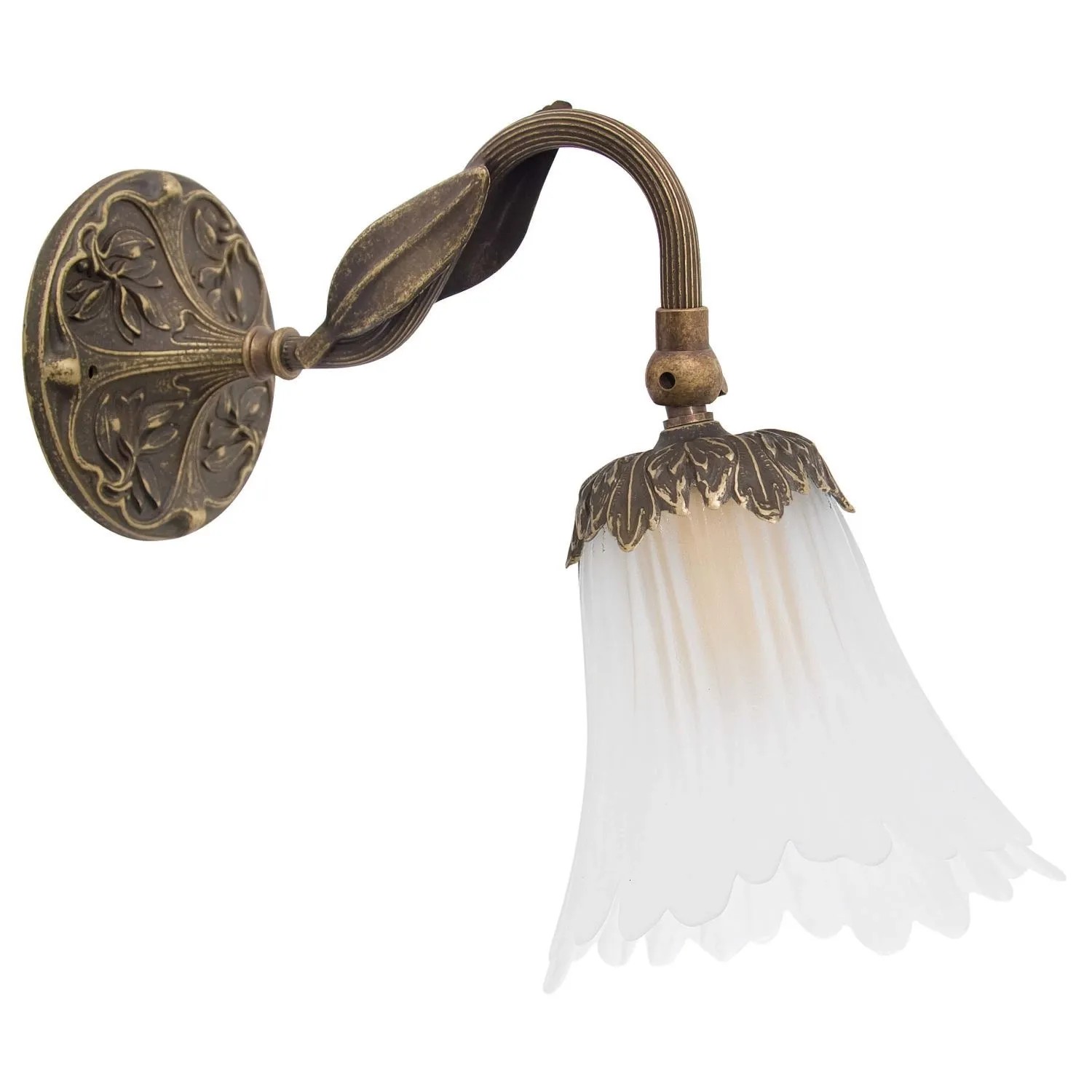 Licht-Erlebnisse Wandlampe Messing Glas Verstellbar 23,5 cm Hoch E14 Jugendstil