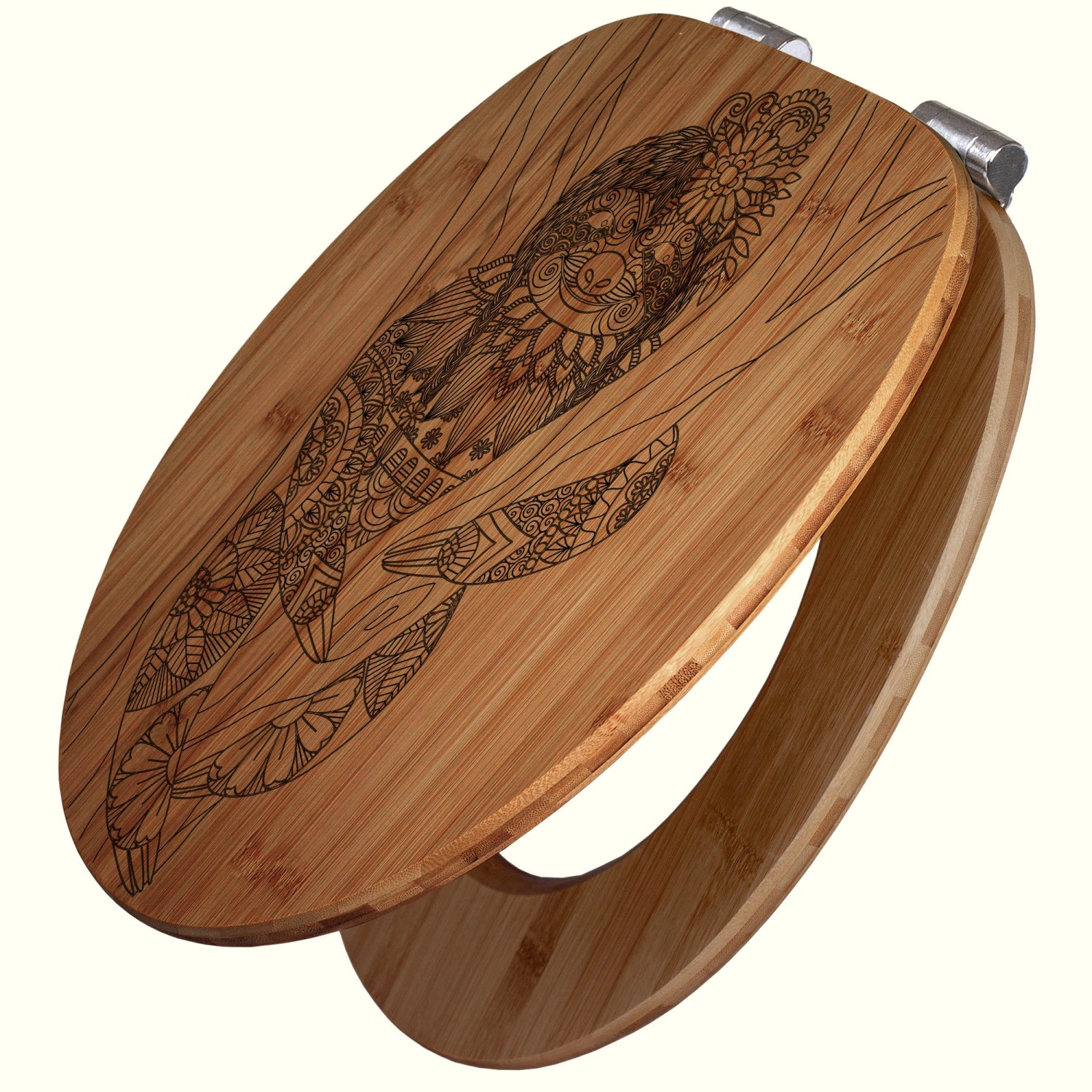 Banjado WC Sitz Bambus Holz Mit Gravur Toilettendeckel Mit Absenkautomatik günstig online kaufen