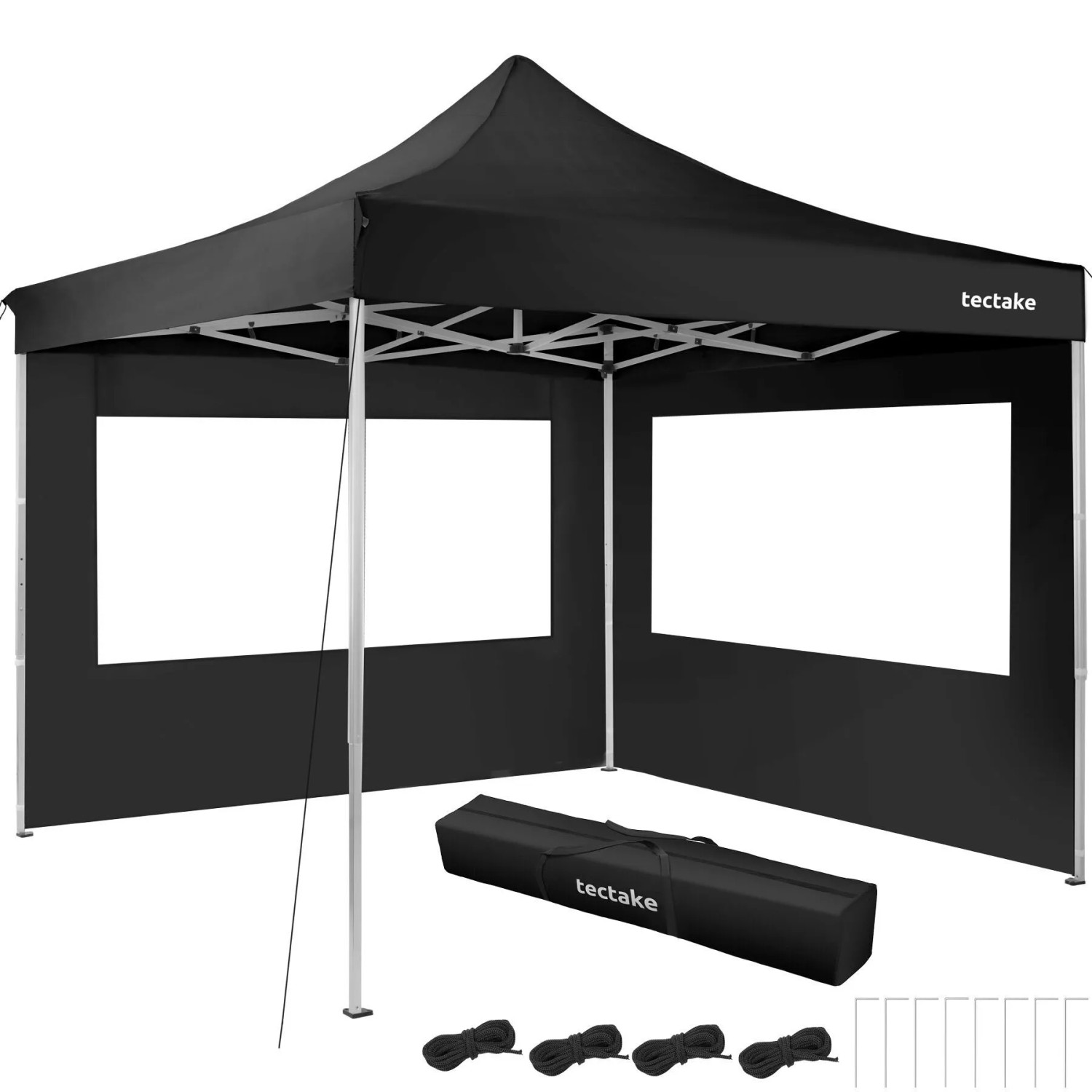 Tectake Aluminium Pavillon Olivia 3 x 3 M Wasserdicht  300 x 300 x 280 cm Schwarz