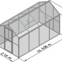 KGT Gewächshaus Galant IV, tannengrün, 8,8 m², mit Maßen. Ideal für Gemüse, Kräuter und Pflanzen.