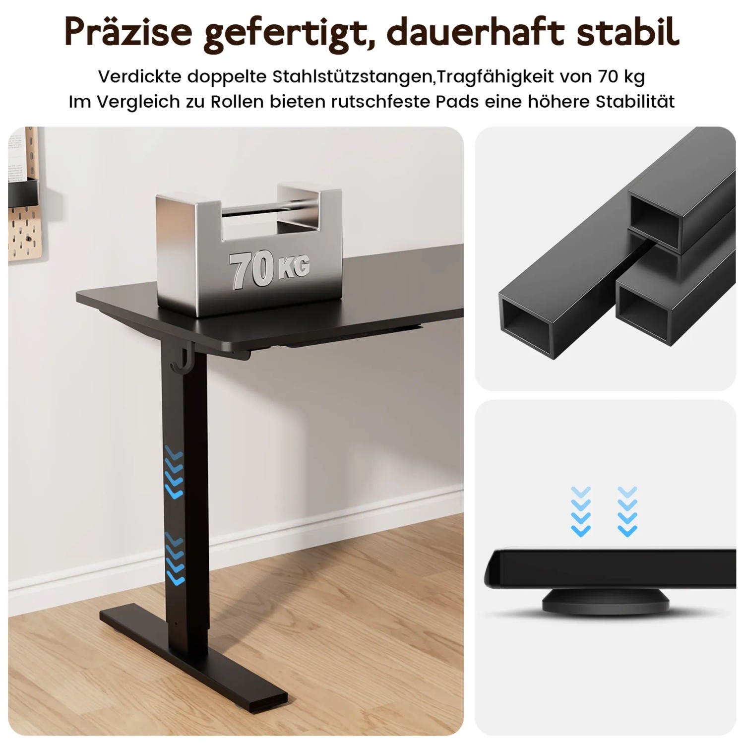 HOMAVO Elektrisch Höhenverstellbarer Schreibtisch 140x60cm mit Memory Funktion Anti Kollisions System Sitzerinnerung Schwarz_6