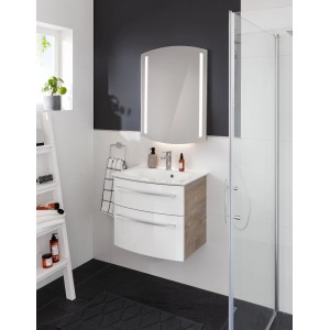 Fackelmann Badmöbel-Set B.Style, 2-teilig, Nature Oak/Weiß, mit Waschtisch und Unterschrank.