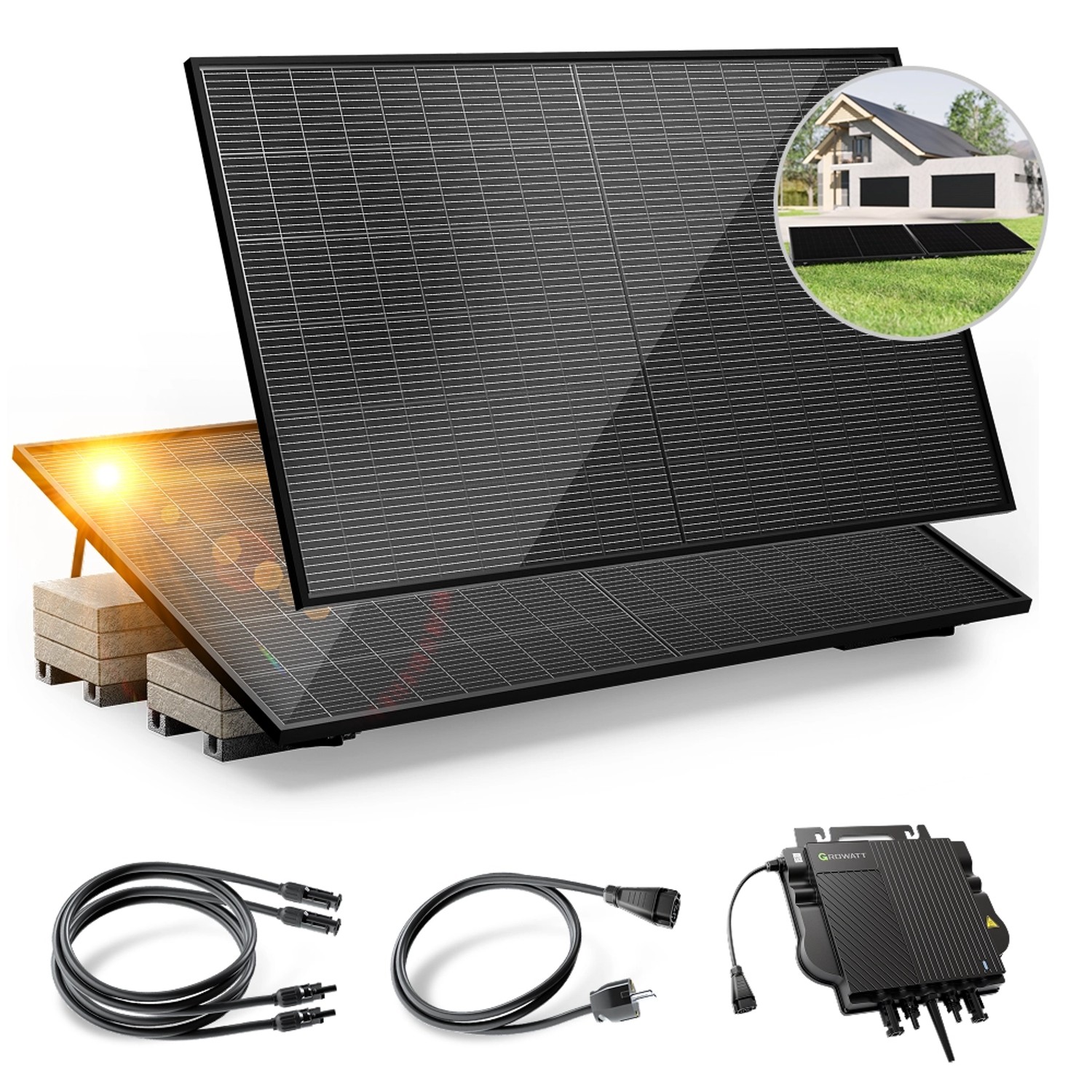 Solakon Balkonkraftwerk 1000W Solaranlage mit Gartenhalterung Steckerfertig günstig online kaufen